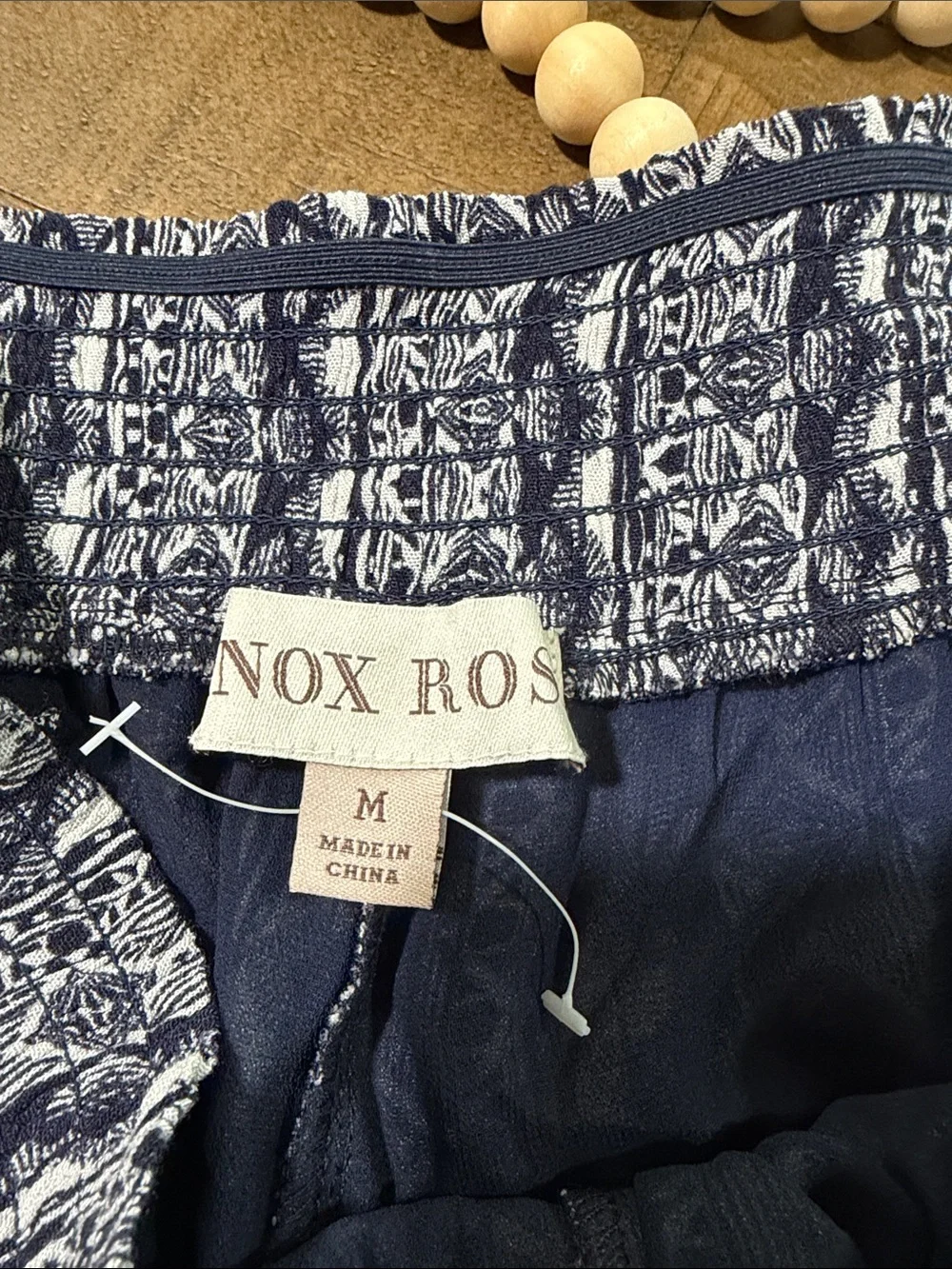 Knox Rose Navy & White Geometric Elastic-Waist Shorts